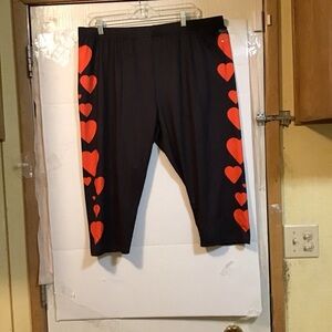 Temu 4xl Black and Red Heart Kids Capris